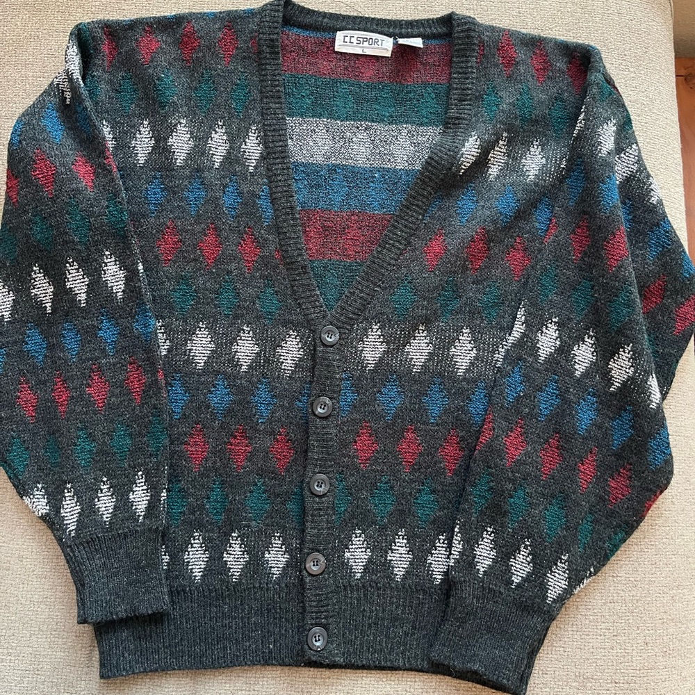Vintage CC Sport Knit Cardigan Sweater Size Large
